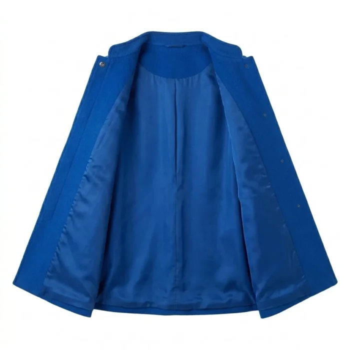 Bespoke Women's Blue Wool Cape Coat Blackstone Jackets Inner View