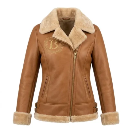 Crafted Women's Brown Embroidery Leather Jacket Blackstone Jackets