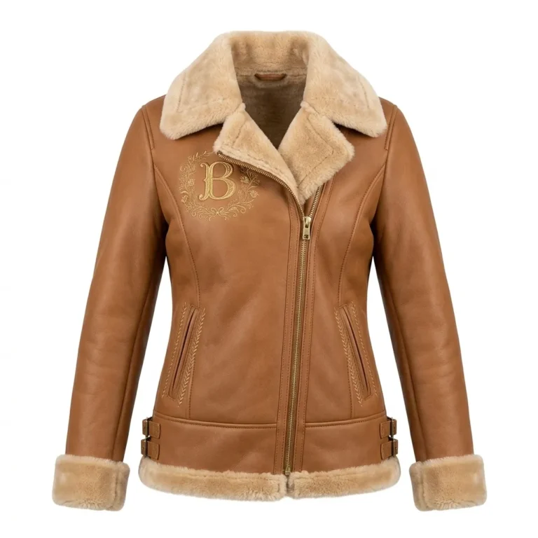 Crafted Women's Brown Embroidery Leather Jacket Blackstone Jackets