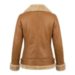 Crafted Women's Brown Embroidery Leather Jacket Blackstone Jackets Back View