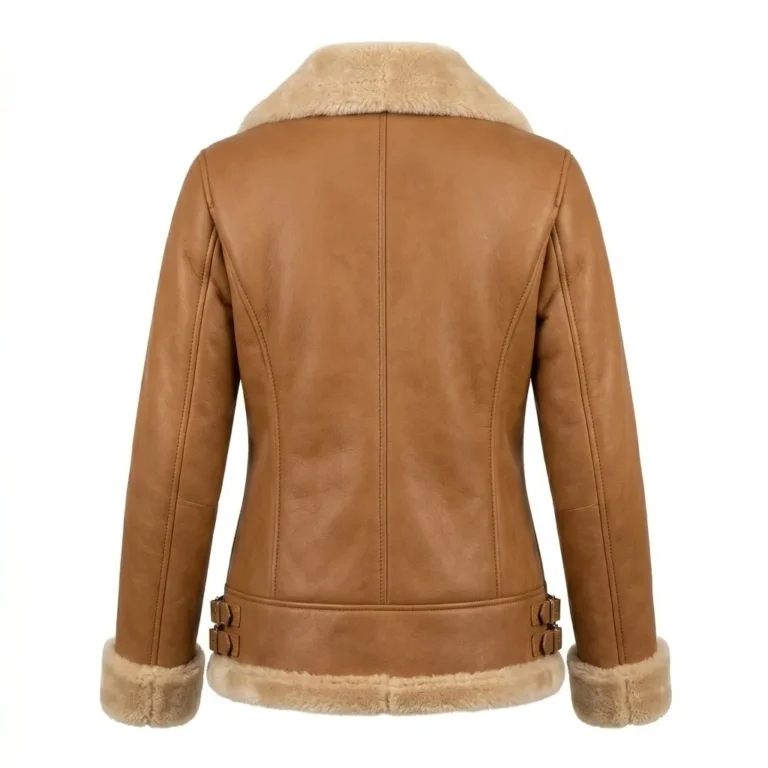 Crafted Women's Brown Embroidery Leather Jacket Blackstone Jackets Back View