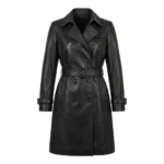 Executive Women's Black Trench Leather Coat Blackstone Jackets