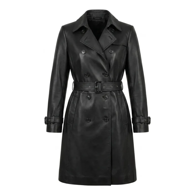 Executive Women's Black Trench Leather Coat Blackstone Jackets