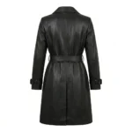 Executive Women's Black Trench Leather Coat Blackstone Jackets Back View