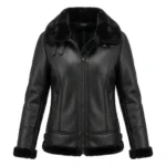 Finest Women's Black Faux Fur Leather Jacket Blackstone Jackets