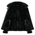 Finest Women's Black Faux Fur Leather Jacket Blackstone Jackets Inner View