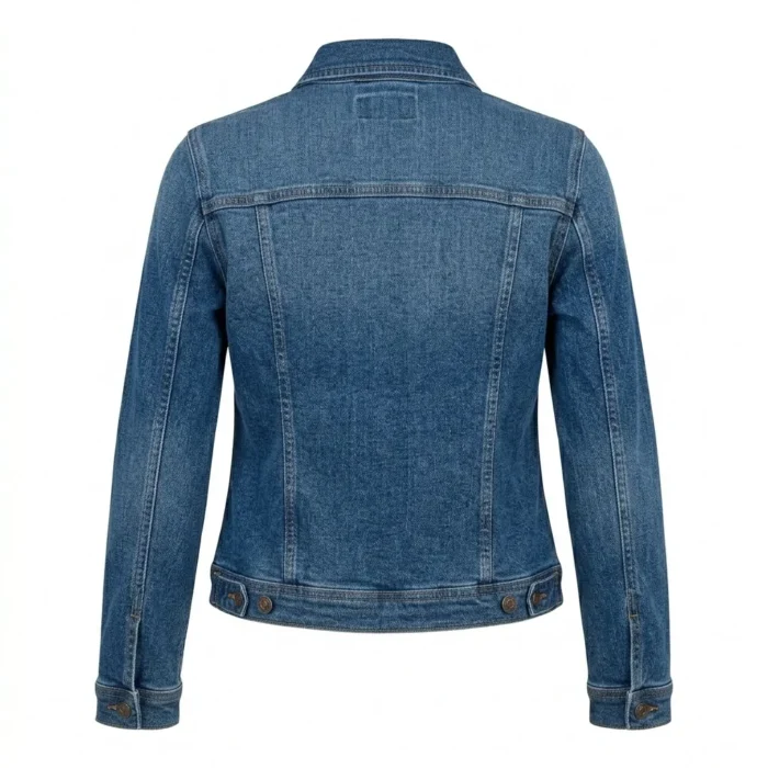 Handcrafted Women's Classic Blue Denim Jacket Blackstone Jackets Back View
