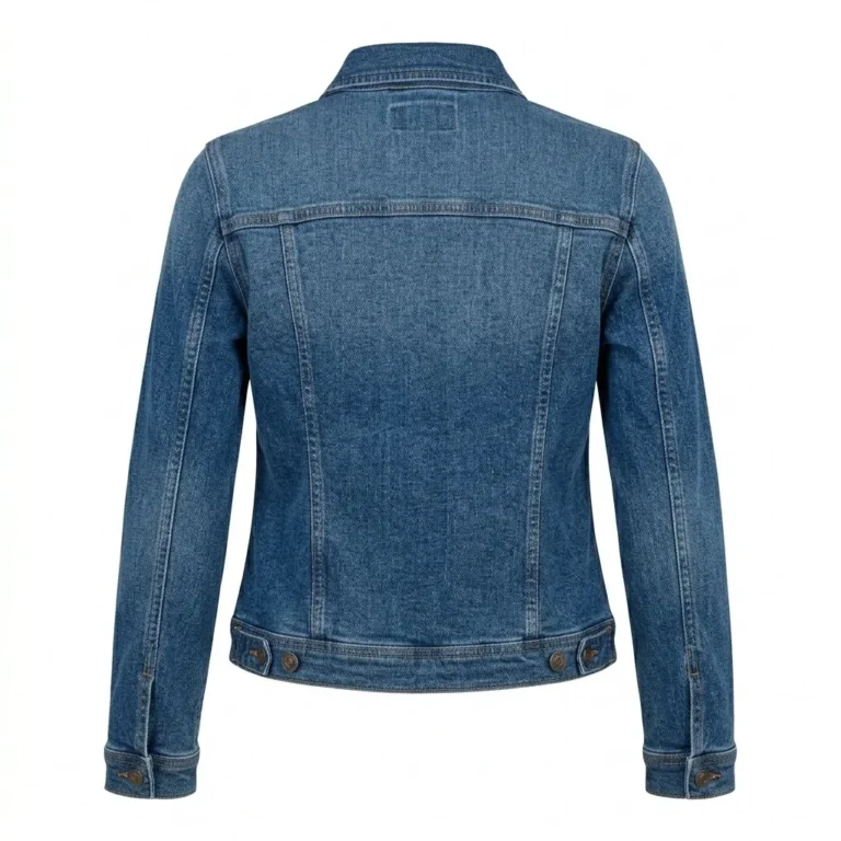 Handcrafted Women's Classic Blue Denim Jacket Blackstone Jackets Back View