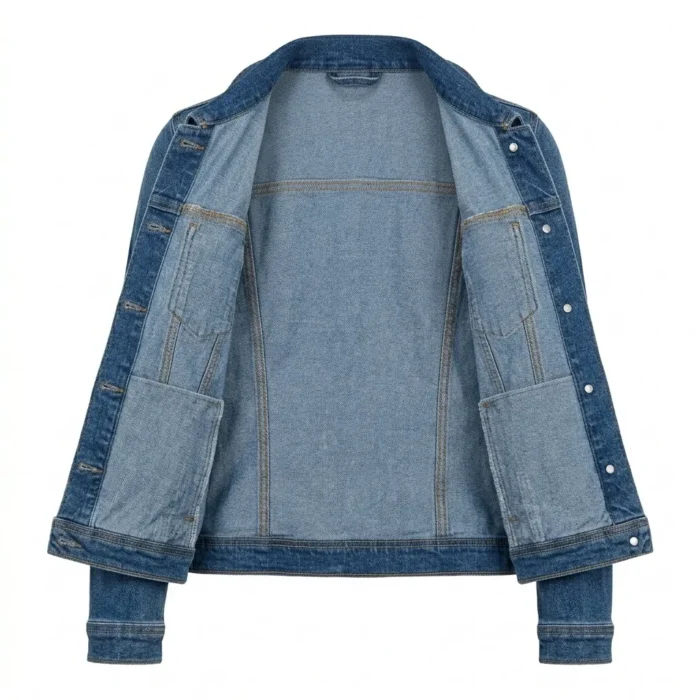 Handcrafted Women's Classic Blue Denim Jacket Blackstone Jackets Inner View