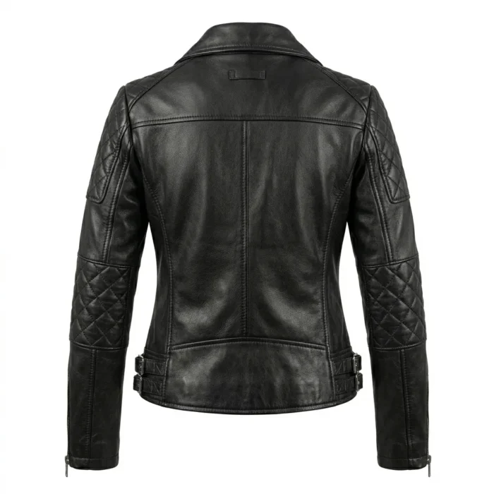 Heritage Inspired Women's Black Leather Custom Jackets Blackstone Jackets Back View