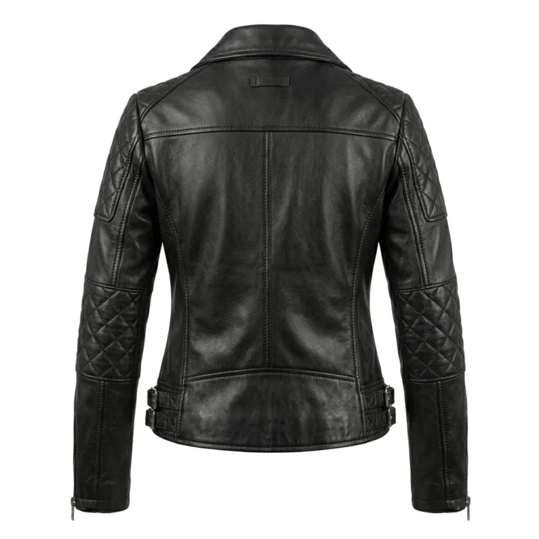 Heritage Inspired Women's Black Leather Custom Jackets Blackstone Jackets Back View