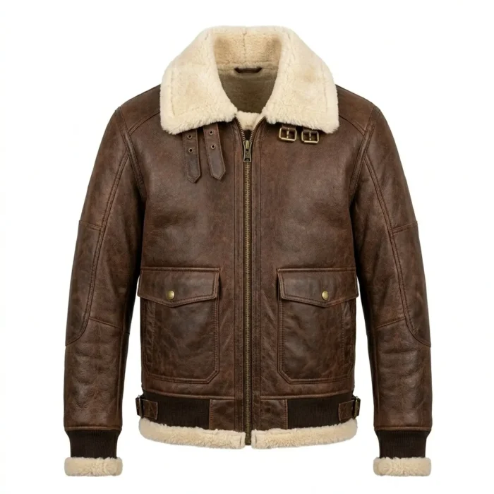 High-End Men's Brown Leather Aviator Jacket Blackstone Jackets