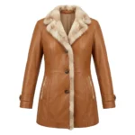 Masterpiece Women's Tan Leather Fur Coat Blackstone Jackets