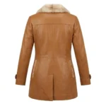 Masterpiece Women's Tan Leather Fur Coat Blackstone Jackets Back View