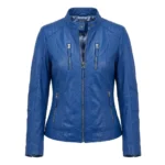 Opulent Women's Blue Leather Lined Jacket Blackstone Jackets