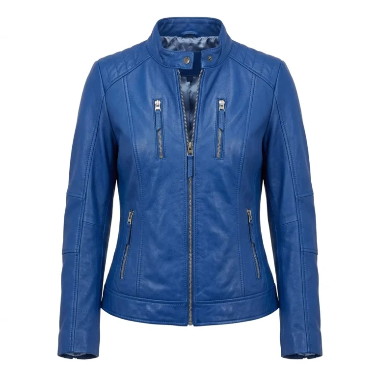 Opulent Women's Blue Leather Lined Jacket Blackstone Jackets