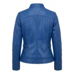 Opulent Women's Blue Leather Lined Jacket Blackstone Jackets Back View