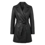 Refined Women's Black Leather Wrap Coat Blackstone Jackets