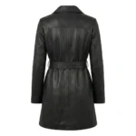 Refined Women's Black Leather Wrap Coat Blackstone Jackets Back View