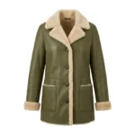 Statement Piece Women's Olive Green Leather Shearling Coats Blackstone Jackets