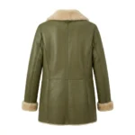 Statement Piece Women's Olive Green Leather Shearling Coats Blackstone Jackets Back View