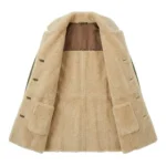 Statement Piece Women's Olive Green Leather Shearling Coats Blackstone Jackets Inner View