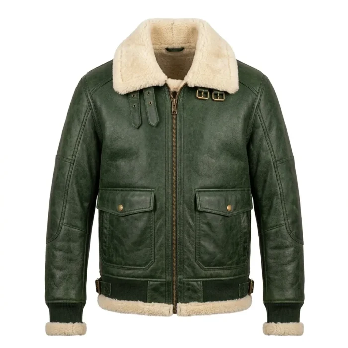 Superior Men's Green Leather Aviator Jacket Blackstone Jackets