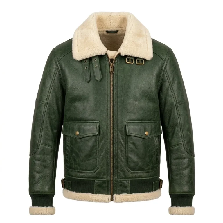 Superior Men's Green Leather Aviator Jacket Blackstone Jackets