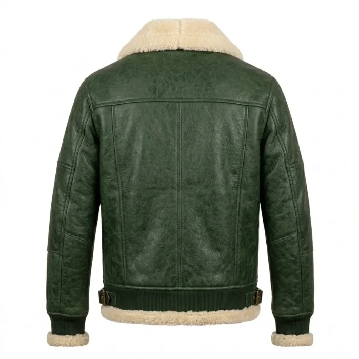 Superior Men's Green Leather Aviator Jacket Blackstone Jackets Back View