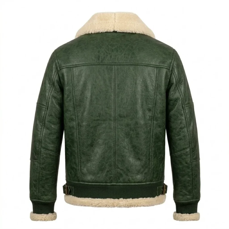 Superior Men's Green Leather Aviator Jacket Blackstone Jackets Back View