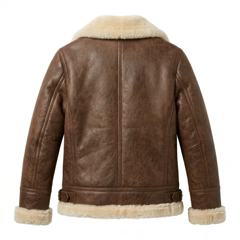 Superior Women's Brown Fur Leather Jackets Blackstone Jackets Back View