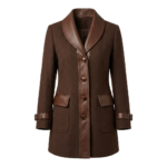 Superior Women's Brown Wool Leather Trim Coat Blackstone Jackets