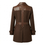 Superior Women's Brown Wool Leather Trim Coat Blackstone Jackets Back View