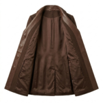 Superior Women's Brown Wool Leather Trim Coat Blackstone Jackets Inner View