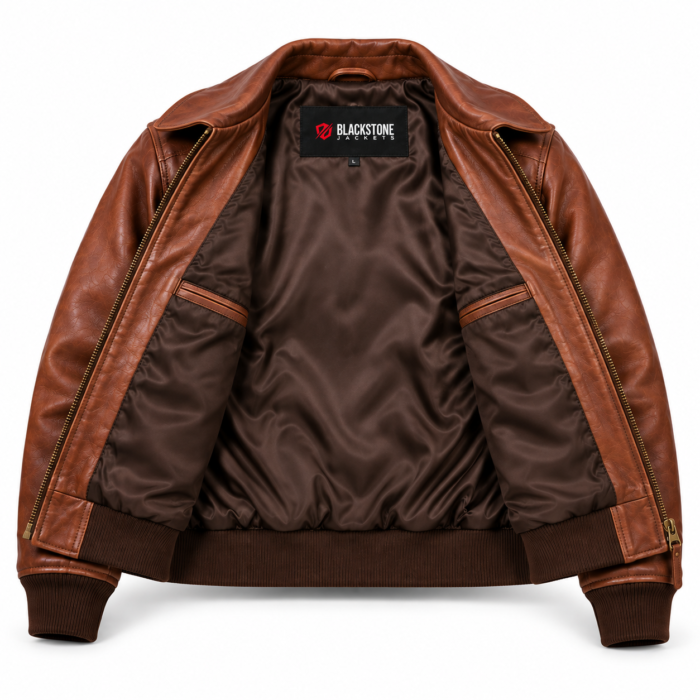 Bishop Russet Brown Men's A-2 Flight Leather Jacket | Blackstone Jackets