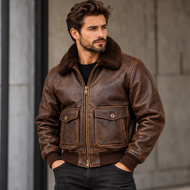 Maverick Seal Brown Men's G-1 Flight Leather Jacket | Blackstone Jackets