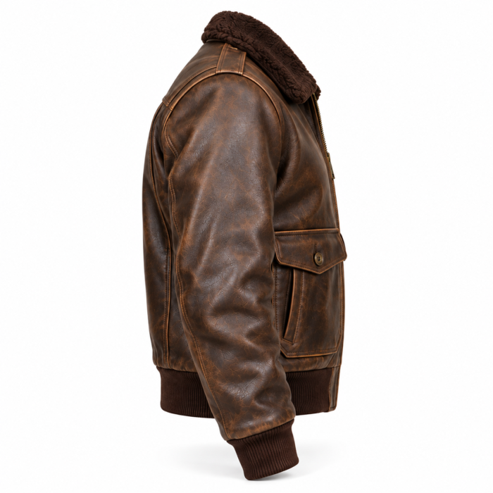 Orion Distressed Seal Brown Men's G-1 Flight Leather Jacket | Blackstone Jackets