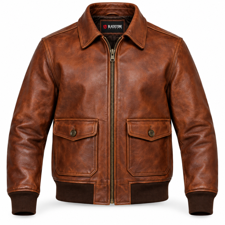 Falcon Russet Brown Men's A-2 Flight Leather Jacket | Blackstone Jackets