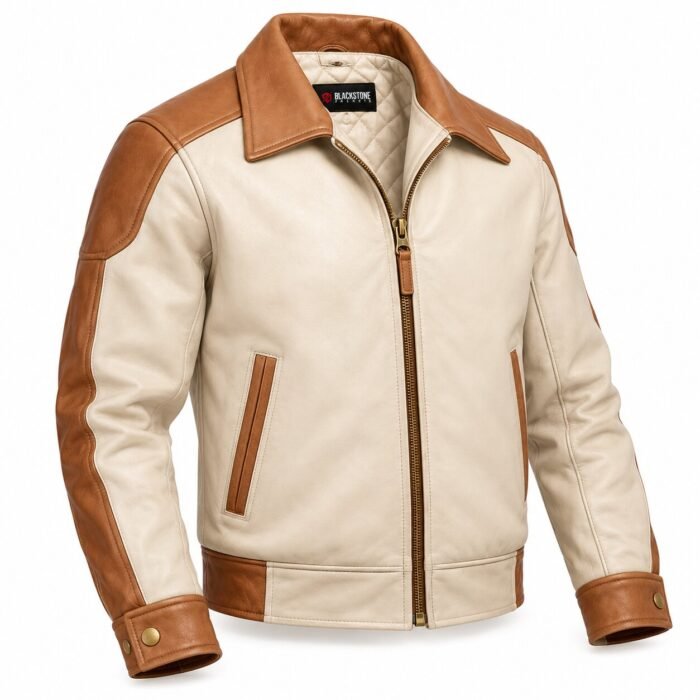 Celeste Ivory Tan Women's Leather Soft-Tone Flight Jacket | Blackstone Jackets