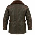 Warden Dark Olive Brown Men's Leather Utility Flight Coat | Blackstone Jackets