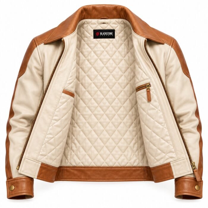 Celeste Ivory Tan Women's Leather Soft-Tone Flight Jacket | Blackstone Jackets