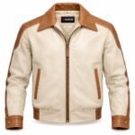 Celeste Ivory Tan Women's Leather Soft-Tone Flight Jacket | Blackstone Jackets