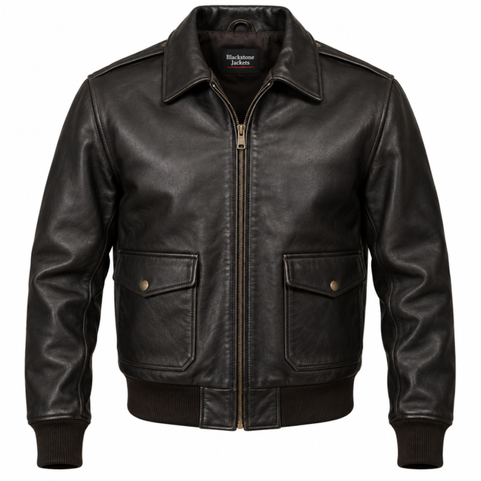 Aero Black Men's Leather Classic A-2 Flight Jacket | Blackstone Jackets
