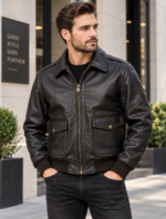 Aero Black Men's Leather Classic A-2 Flight Jacket | Blackstone Jackets