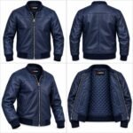 Luna Midnight Blue Women's Leather Minimal Flight Blouson | Blackstone Jackets