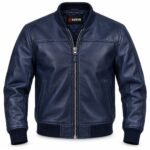 Luna Midnight Blue Women's Leather Minimal Flight Blouson | Blackstone Jackets