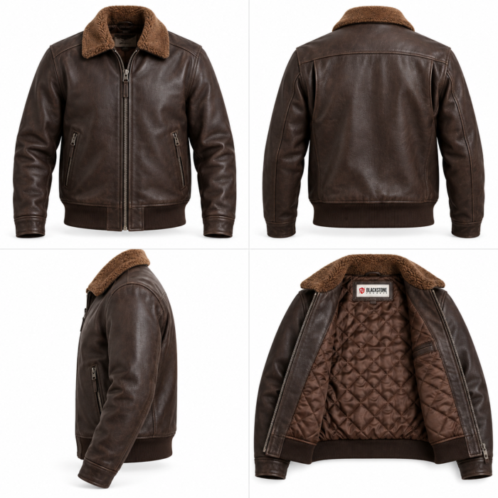 Cobra Dark Chocolate Brown Men's Aviator Leather Jacket | Blackstone Jackets