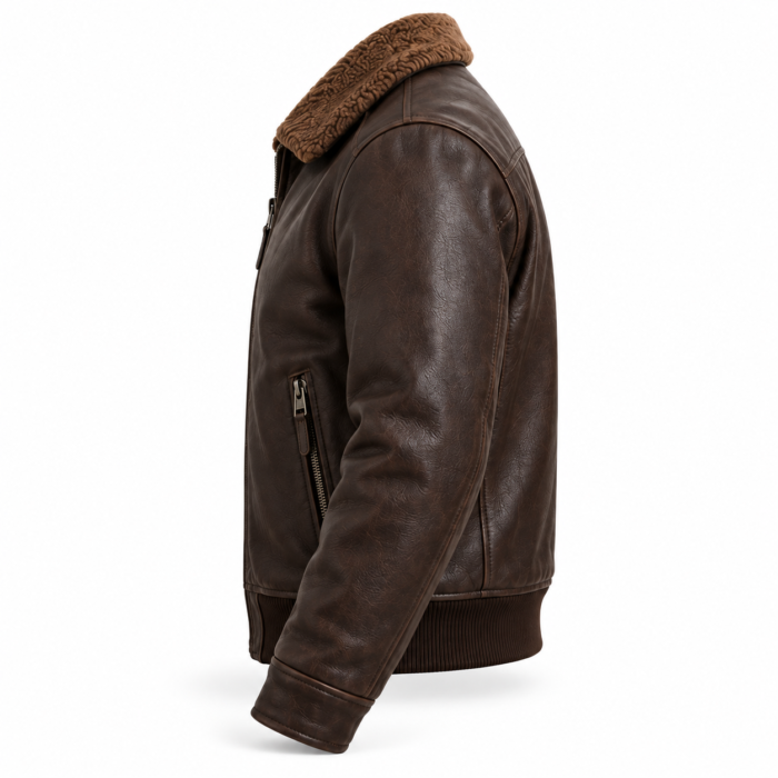 Cobra Dark Chocolate Brown Men's Aviator Leather Jacket | Blackstone Jackets