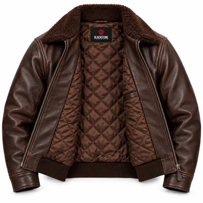 Cobra Dark Chocolate Brown Men's Aviator Leather Jacket | Blackstone Jackets