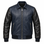 Comet Midnight Blue / Black Men's Leather Sport Flight Bomber | Blackstone Jackets